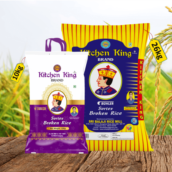 Kitchen King Sona Masuri Steam Broken Rice 26kg & 10kg Pack